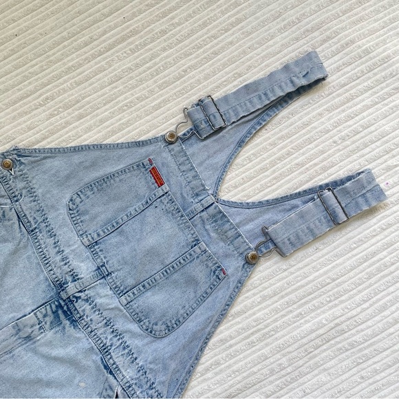 Vintage Ikeda Light Blue Washed Denim Bib Short Overalls | Size L - Picture 2 of 9